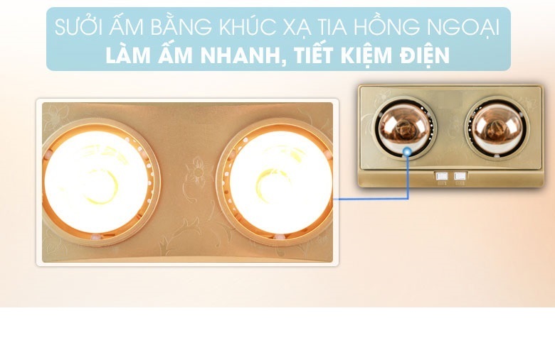 Đèn Sưởi Phòng Nhà Tắm BK02 (2 Bóng) - Hàng Chính Hãng