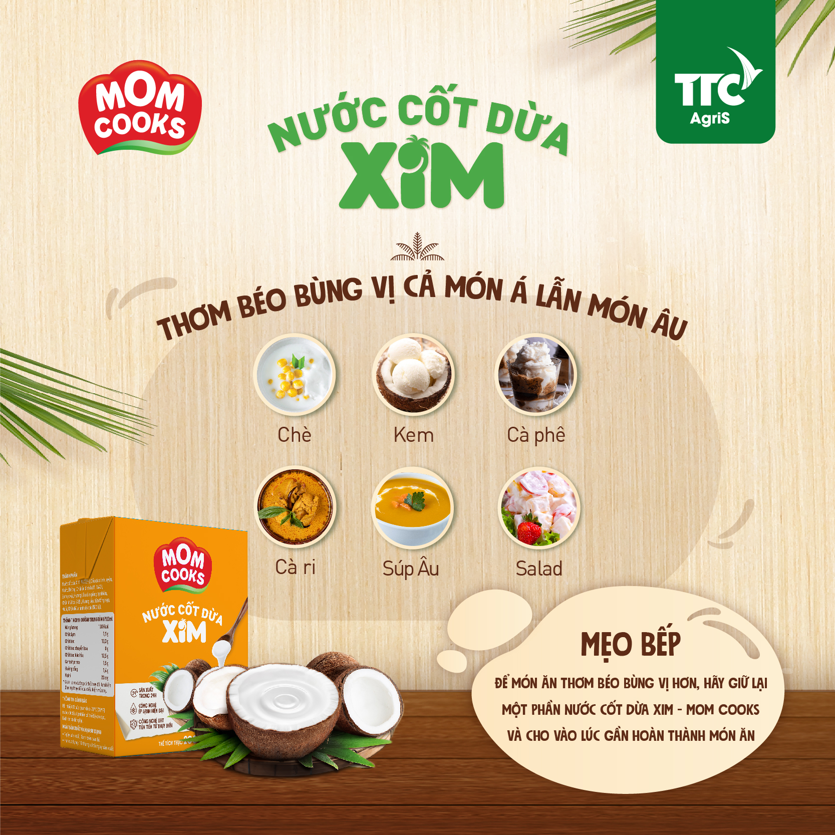 Combo 6 Hộp Nước Cốt Dừa Mom Cooks 200ml/Hộp