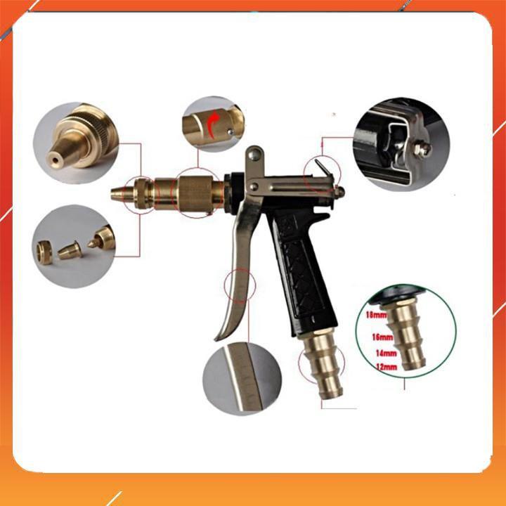 ️Evoucher Bộ dây vòi xịt nước rửa xe, tưới cây , tăng áp 3 lần, loại 15m 206236 đầu đồng,đai,nối vàng+ mở chai