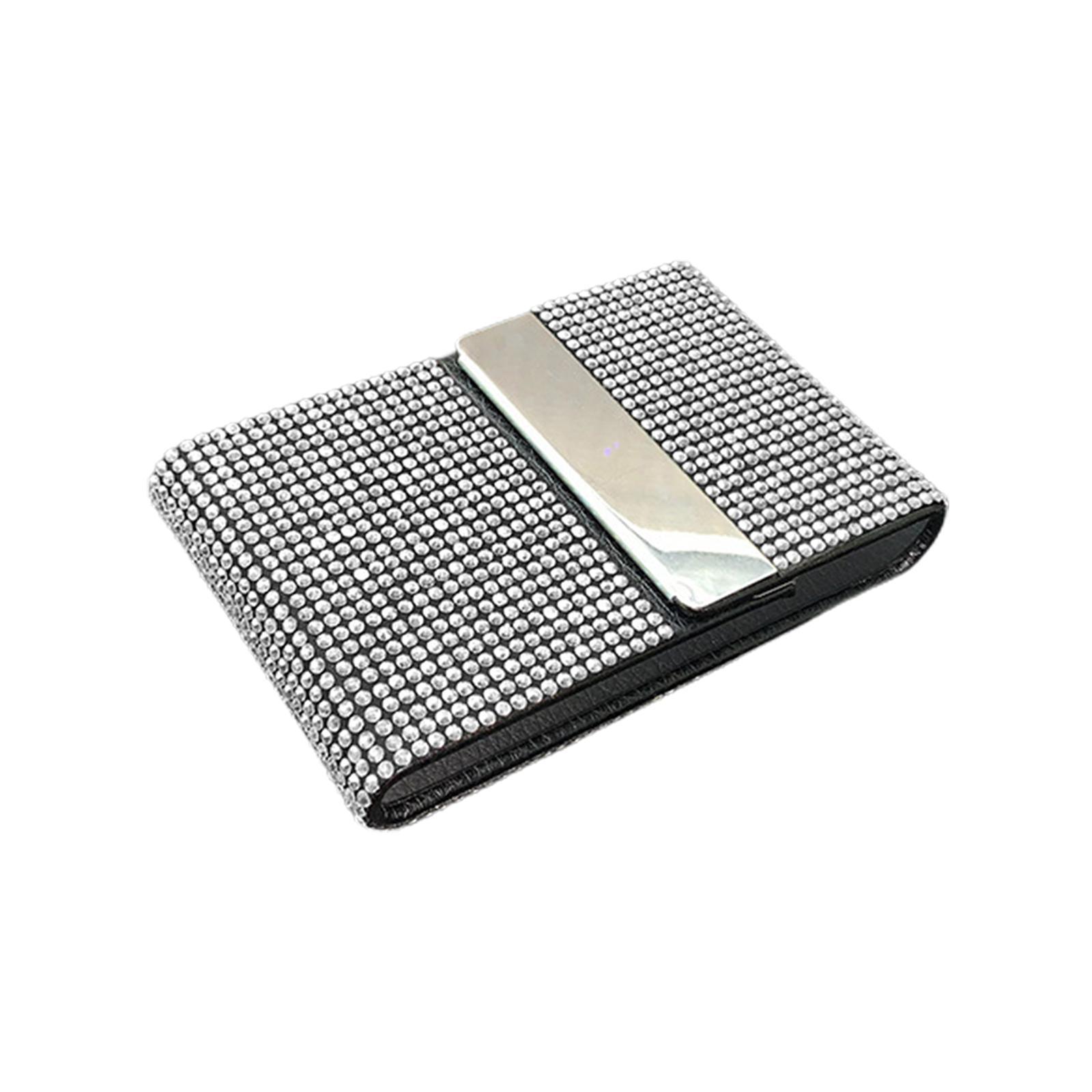 Minimalist ID Card Holder, Card Pocket Multifunctional Card Case with Rhinestones Document Organizer Wallet Pouch for ID Card Men