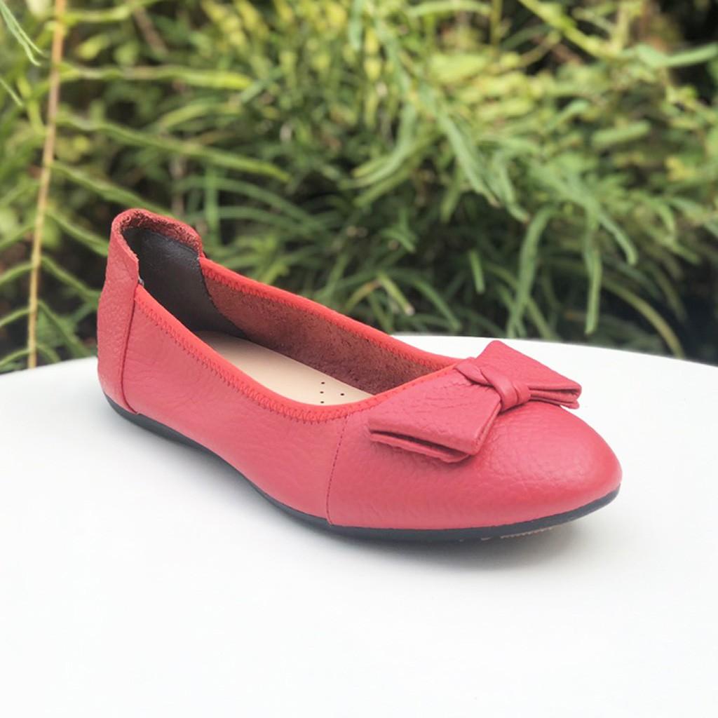 Giày búp bê da đính nơ siêu dễ thương,thời trang 21441