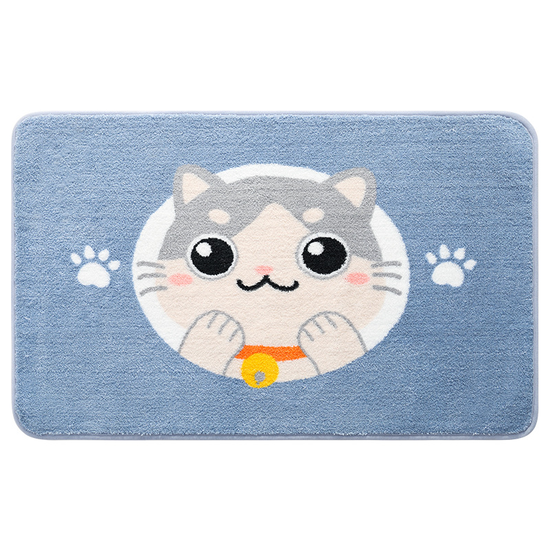 Thảm Lau Chân Lông Xù Chống Trượt Hình Mèo Neko 45x65cm