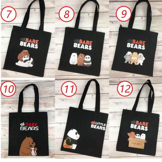 Túi vải canvas in hình gấu We Bare Bears