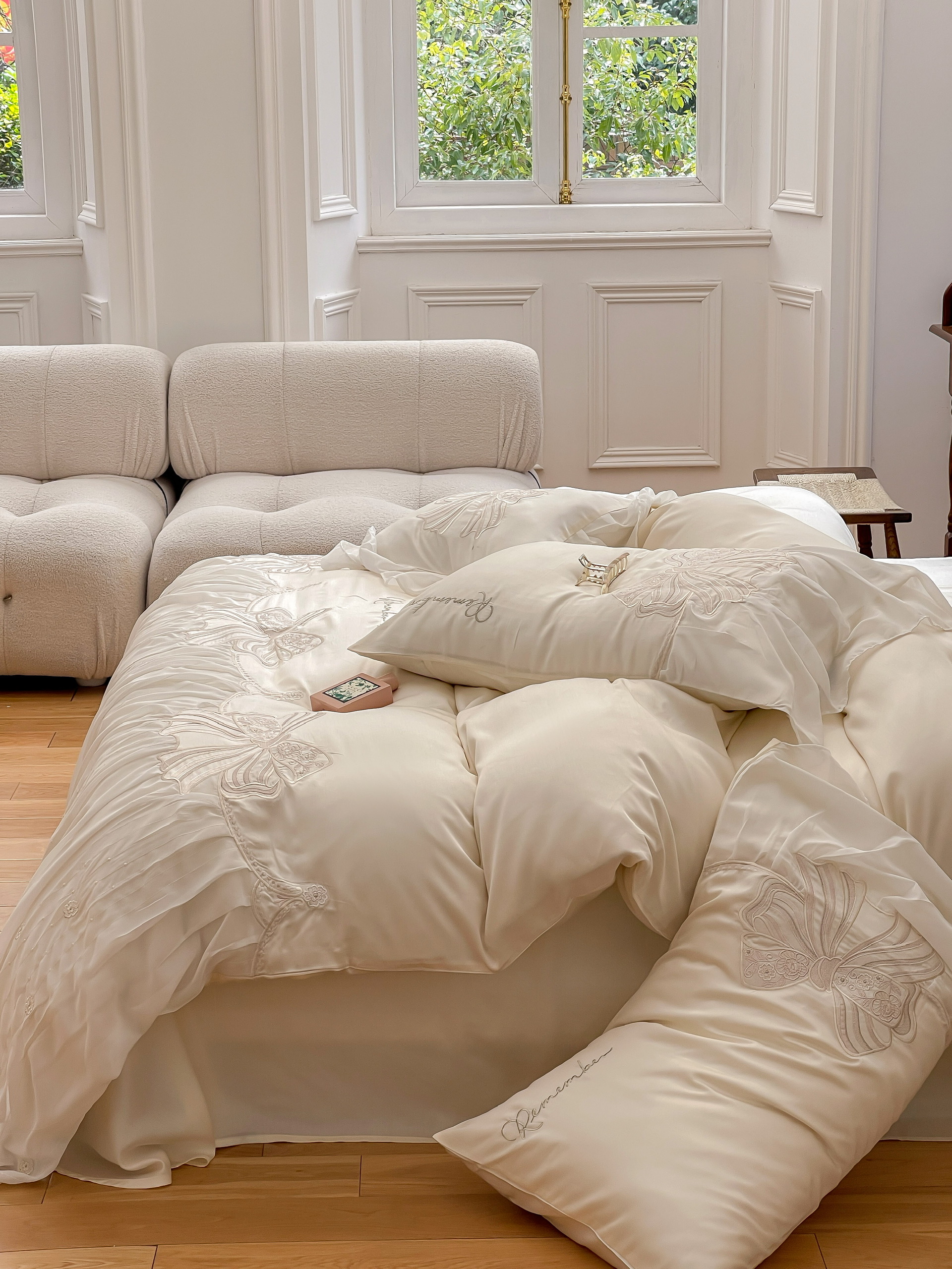 Bộ Chăn Ga Gối Cao Cấp Lụa Tencel 80S Phong Cách Pháp Hin Home Bedding Bộ Drap Giường Sang Trọng
