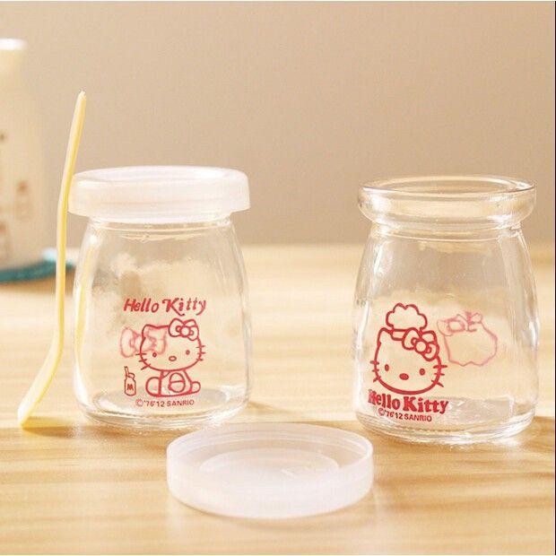 Bộ 12 Hũ Đựng Sữa Chua Thuỷ Tinh Hello Kitty