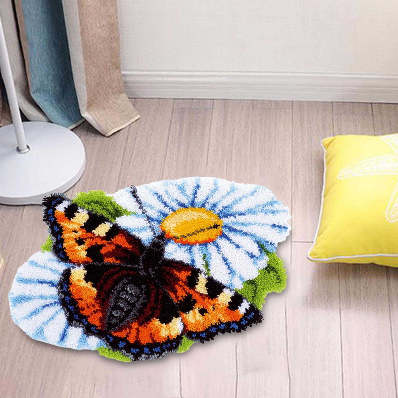 Creative Latch Hook Rug Kits Handcraft Crocheting DIY Unfinished Cross Stitch for Carpet Cushion Doormat Accessories Adults and Kids