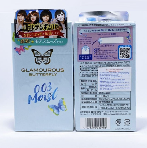 Bao Cao Su 003 Của Nhật Jex Glamourous Butterfly 0.03 Moist - 10s