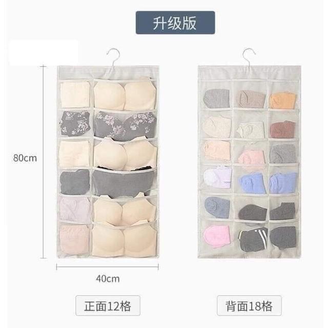 Túi treo tủ đựng đồ lót tất vớ 2 mặt 30 ngăn tiện lợi - Túi đựng đồ lót, áo ngực, vớ 2 mặt 30 ô tiết kiệm không gian.