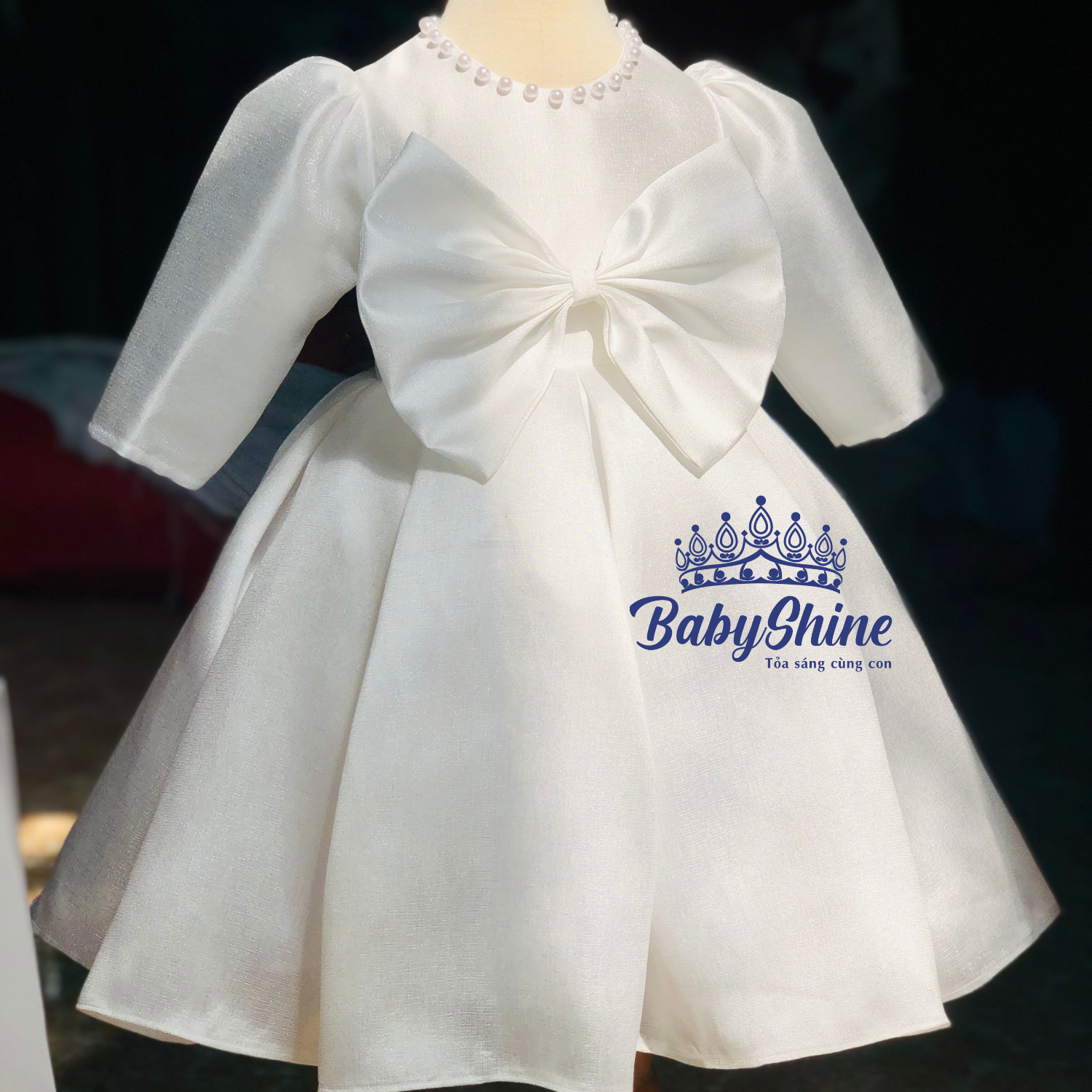 Đầm công chúa cho bé, đầm sinh nhật cho bé BabyShine - Màu trắng, chất liệu mát mẻ, mềm mại, đường may ẩn bé mặc sẽ thoải mái