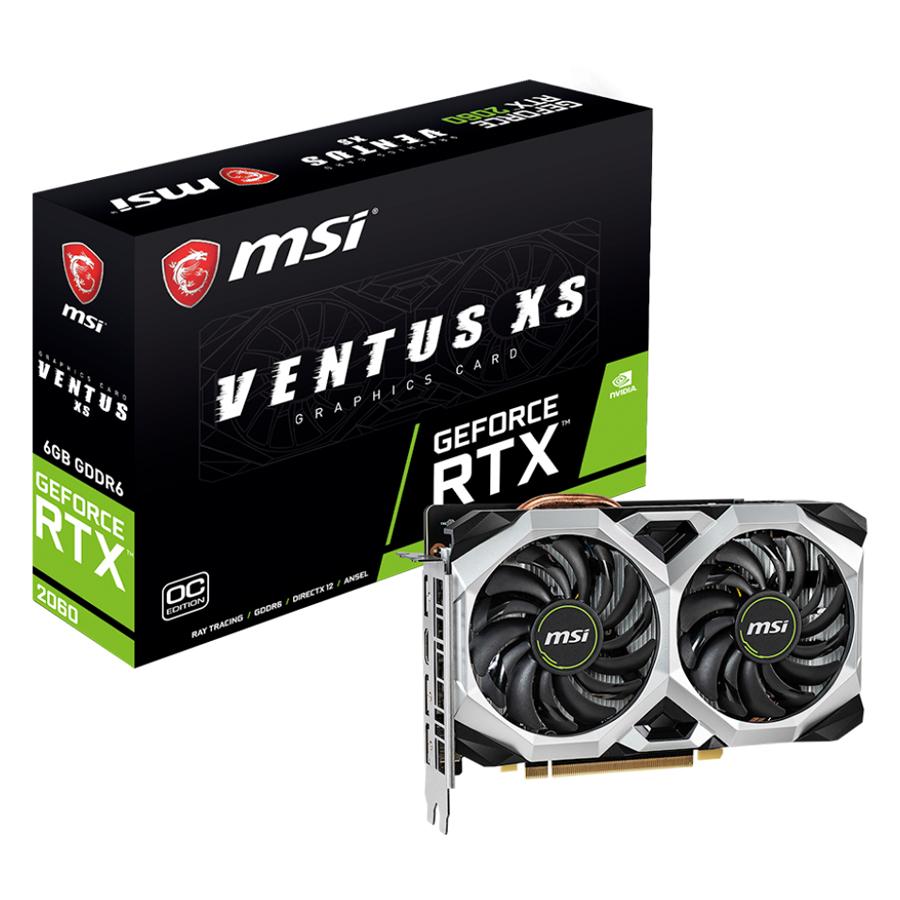 Card Màn Hình VGA MSI RTX 2060 VENTUS XS OC 6GB GDDR6 192 Bit 2 Fan DisplayPort HDMI - Hàng Chính Hãng