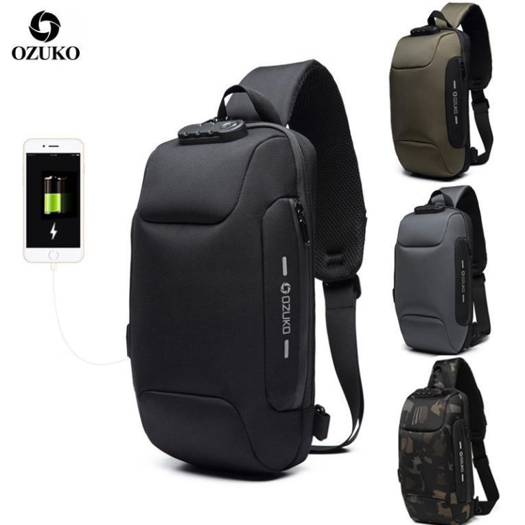 Túi đeo aquadew không thấm nước chống trộm có cổng USB thời trang nam