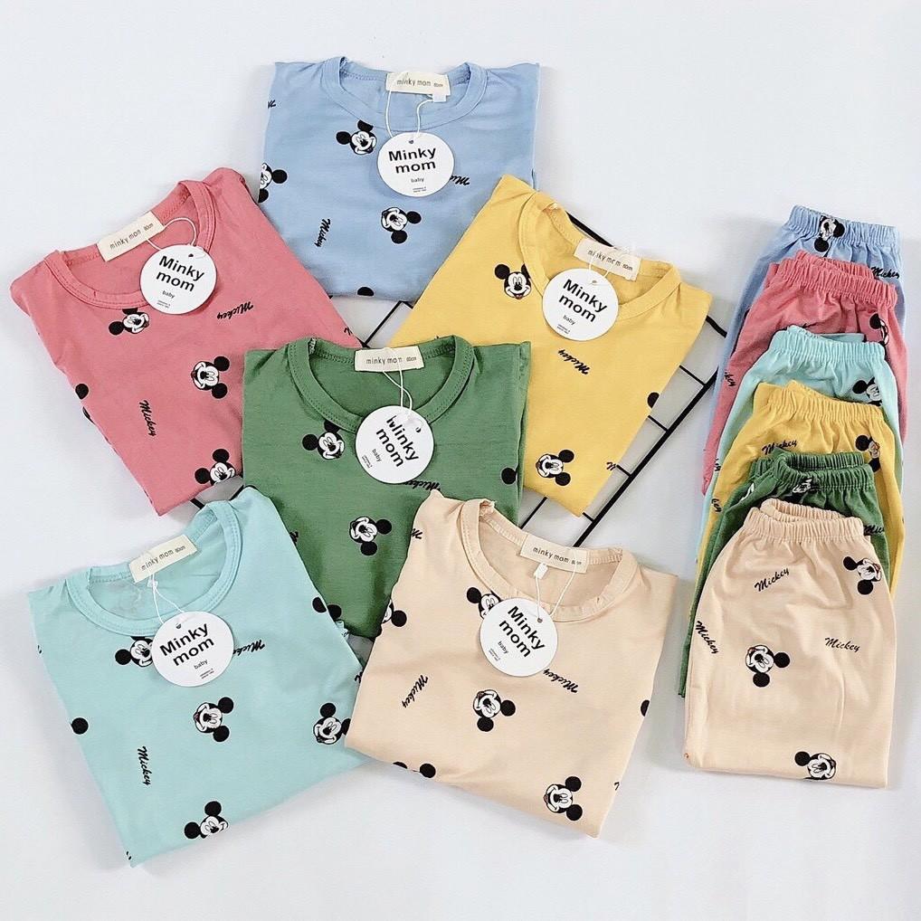 Bộ Dài Tay Minky Mom Chất Thun Lạnh Họa Tiết Mickey Dễ Thương Cho Bé