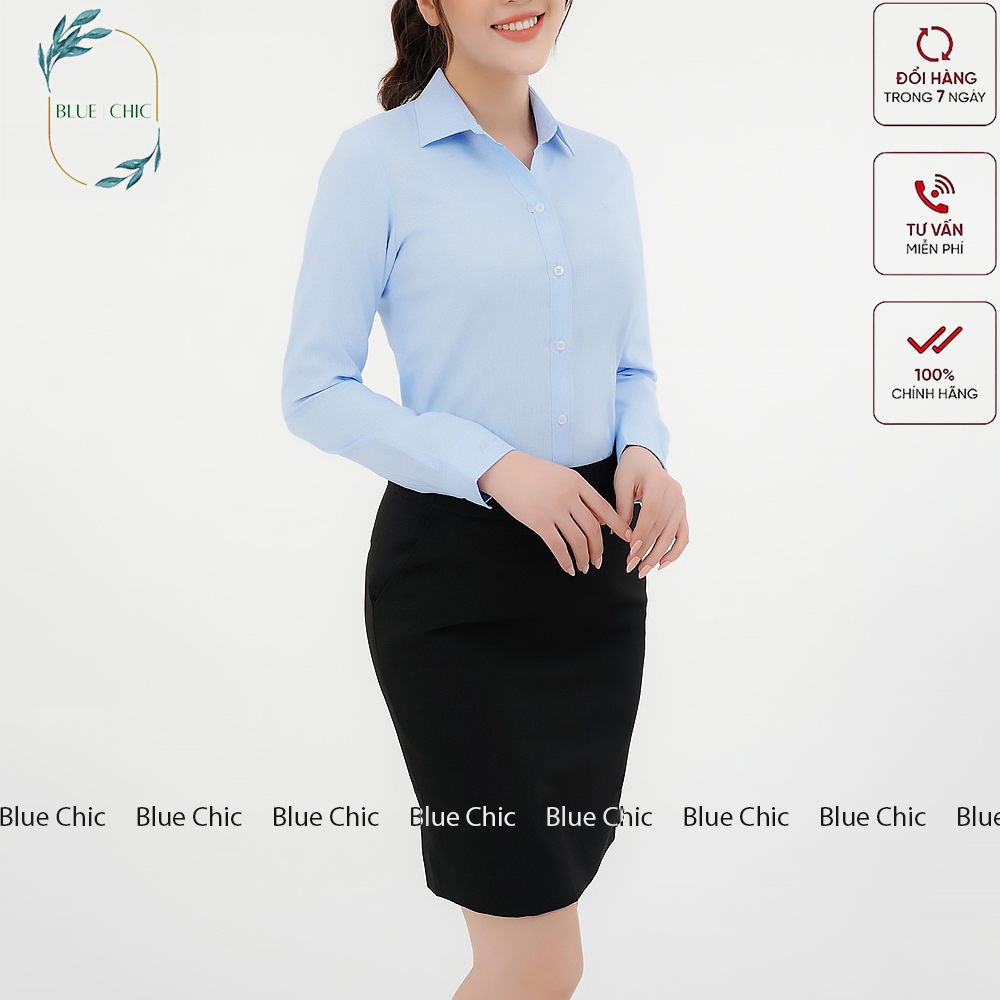 Áo sơ mi nữ Blue Chic công sở dáng suông vải mềm thoáng mát sơ mi dài tay nữ