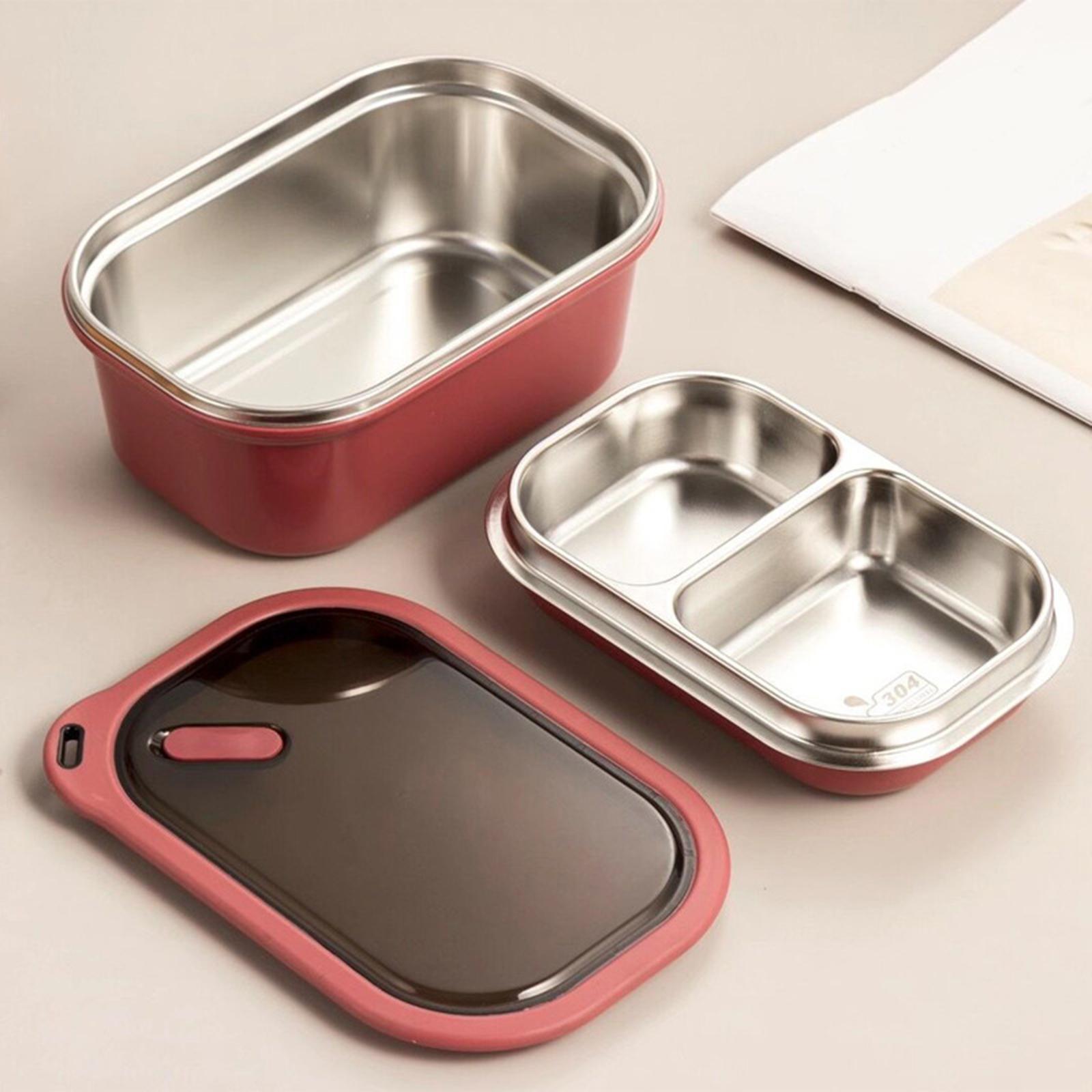 2PCS 2-Tier Stainless Steel Bento Lunch Box for Picnic Camping Travel 1200ML