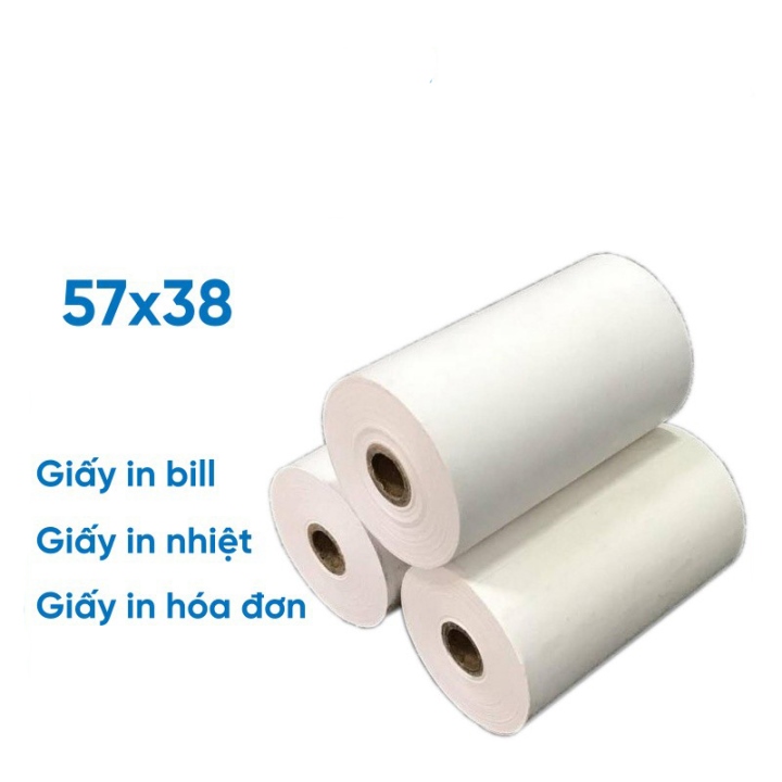 Combo 5 Cuộn Giấy In Hóa Đơn Khổ K57 Phi 38mm