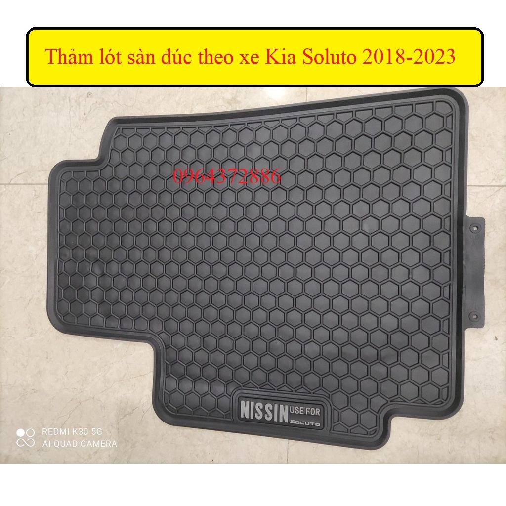 Thảm lót sàn cao su cho xe Kia Soluto 2018-2023 mẫu tổ ong chữ trắng - hàng không mùi , cao su đúc, vừa form xe,