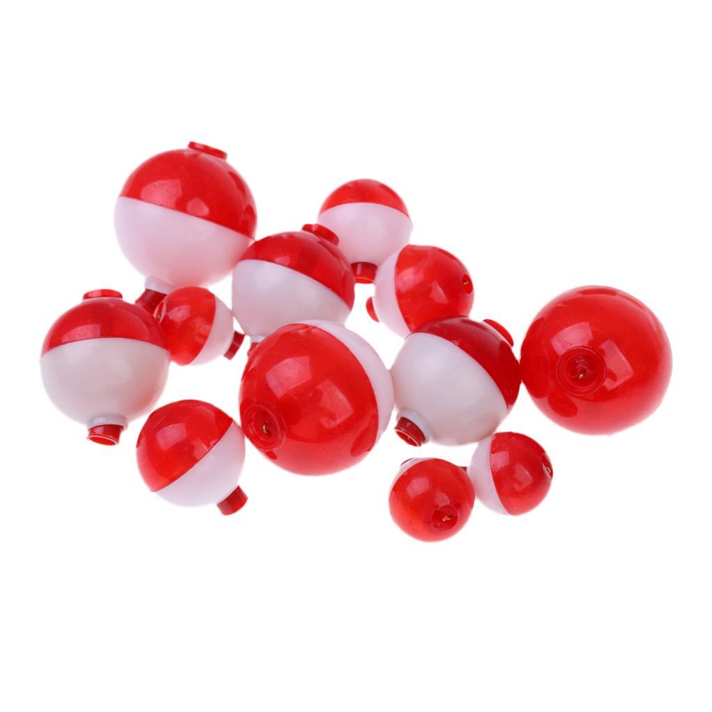 Lot 12 Pieces Fishing Floats Float Bobbers Hard ABS Plastic Push Button Fishing Round Buoy Float Bobber