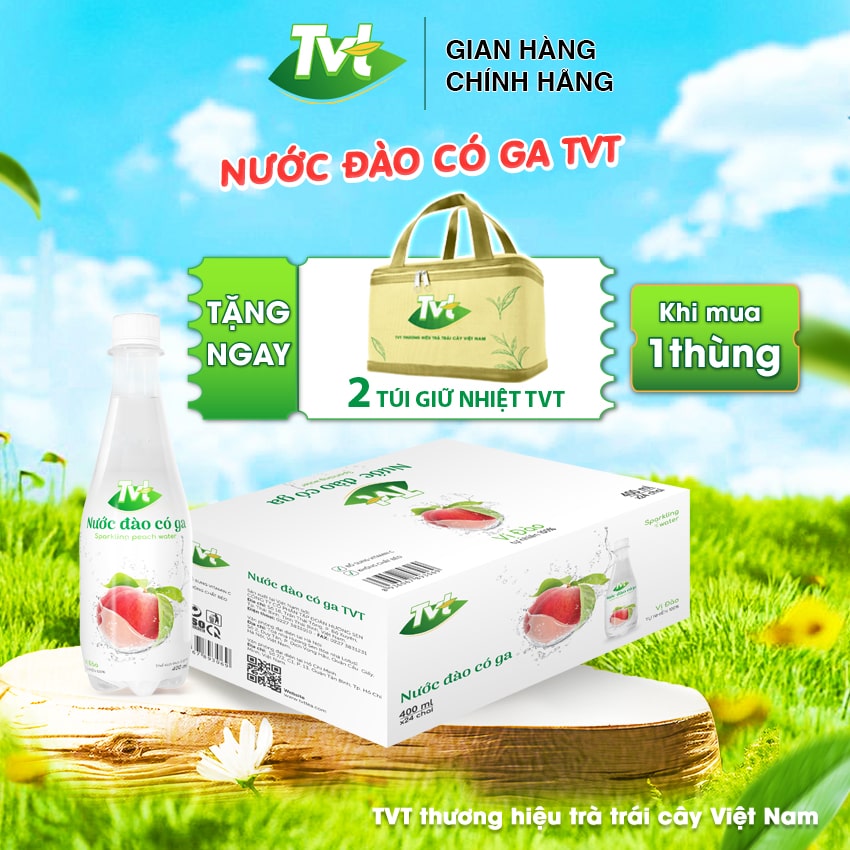 Nước Đào có ga TVT Tươi mát và sảng khoái, từ nước cốt đào và đường mía tự nhiên