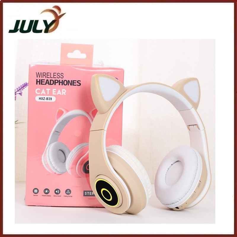 Tai Nghe Headphone Bluetooth V5.0 Model B39 Kiểu Dáng Tai Mèo Có Đèn Led - JL