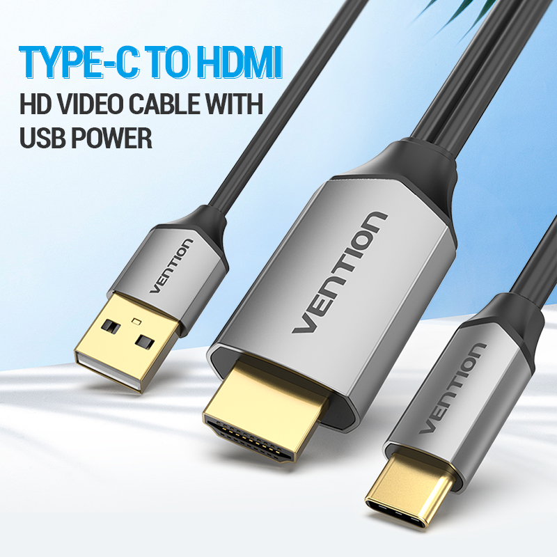 Cáp kết nối điện thoại có cổng typec với tivi qua cổng hdmi ( kèm nguồn ) Vention- Hàng chính hãng