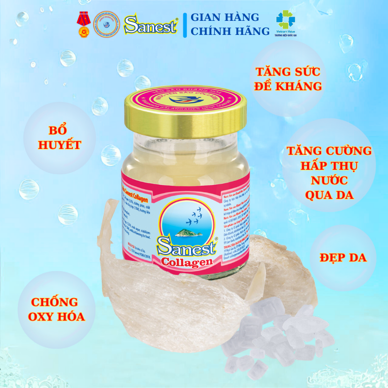 [Combo 15 lọ] Nước Yến sào Khánh Hòa Sanest Collagen đóng lọ 70ml