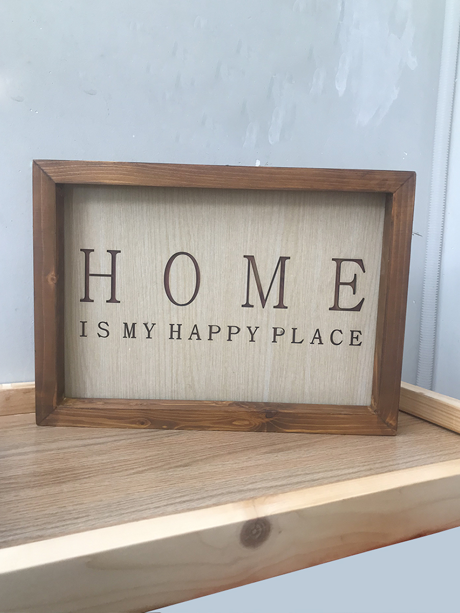 Khung ảnh và tranh treo tường “HOME- IS MY HAPPY PLACE” khắc laser đẹp - Làm đẹp thêm cho không gian sống nhà bạn