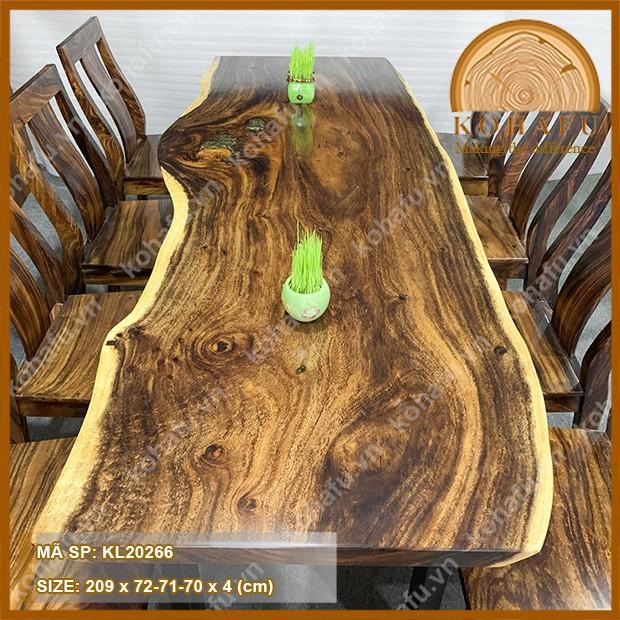 Mặt bàn dài gỗ me tây uốn lượn tự nhiên KL20266