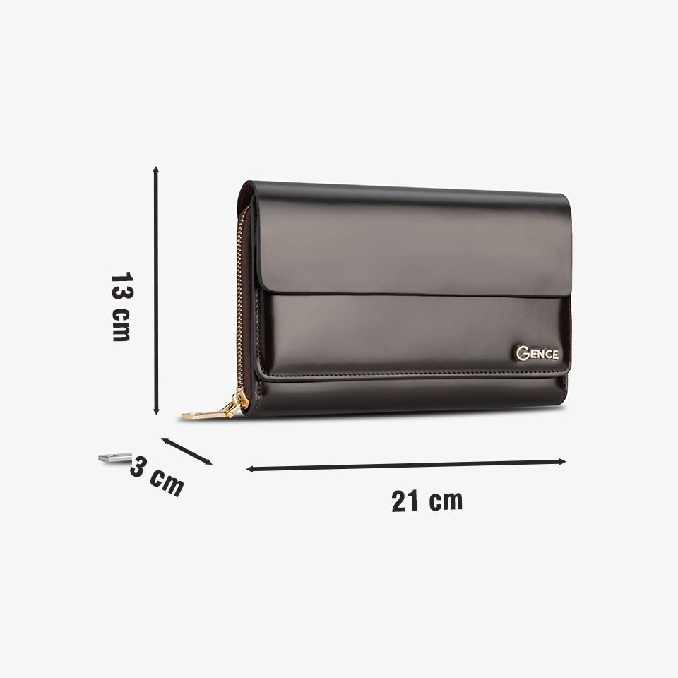 Ví Da Cầm Tay Clutch Nam Thời Thượng GENCE HT03 Da Bò Cao Cấp Màu Nâu Cafe