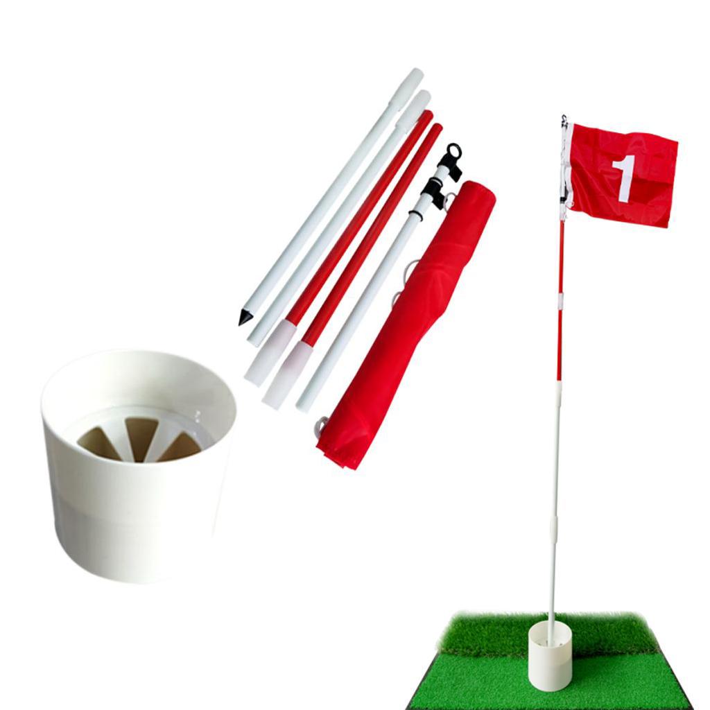 Folding Golf Flag Stick Pole Set Putting Hole Cup Mini Iron Putter Travel Iron