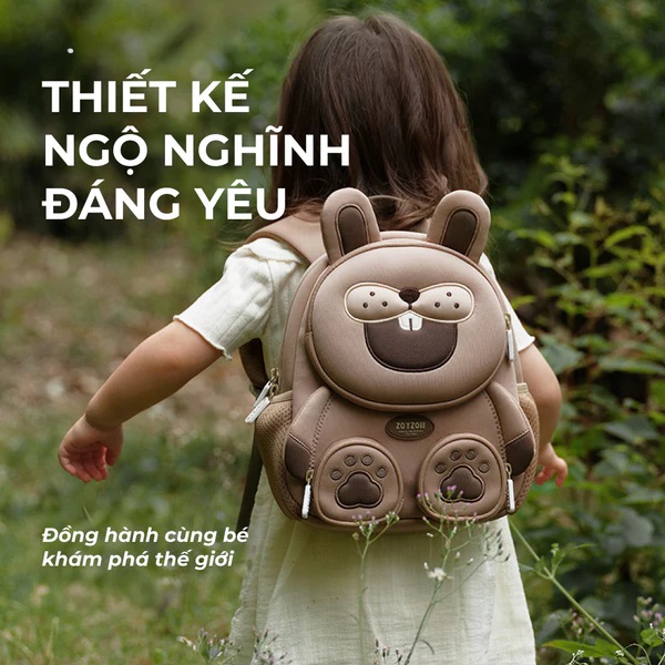 Balo cho bé mầm non Zoyzoii B38 Forest animal backpack hình động vật rừng dễ thương, siêu nhẹ, đeo êm ái - Hàng chính hãng
