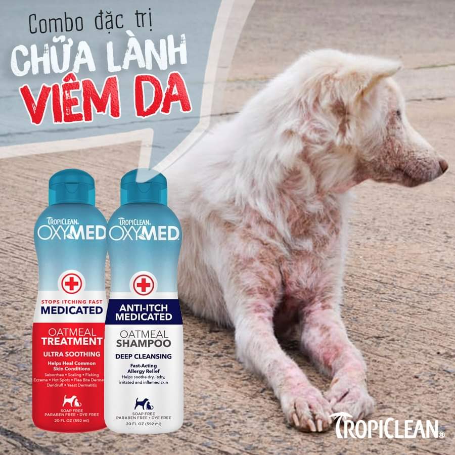 Dầu xả trị đốm đỏ, rụng lông, giảm ngứa trên chó mèo OXYMED Medicated Oatmeal Treatment