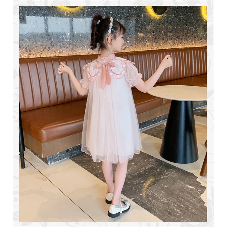 Đầm công chúa sườn xám cổ trang thêu hoa cho bé gái diện tết trung thu đẹp size 15-40kg hàng Quảng Châu