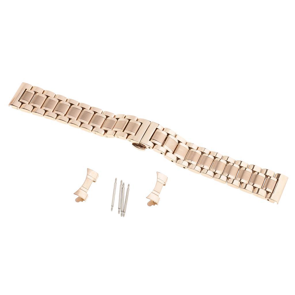 Solid Stainless Steel Watch Band Strap Bracelet Butterfly Buckle Belt 18mm