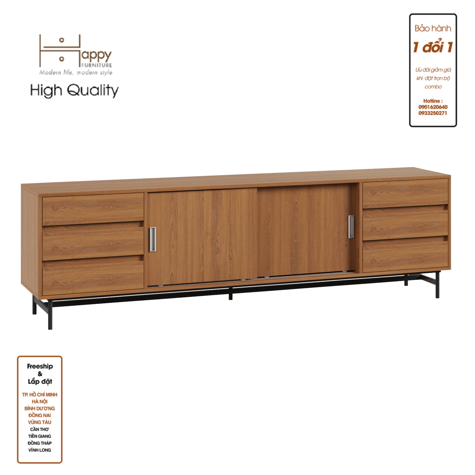 [Happy Home Furniture] LUCA , Kệ TV 2 cửa lùa , 220cm x 42cm x 65cm ( DxRxC), KTV_015