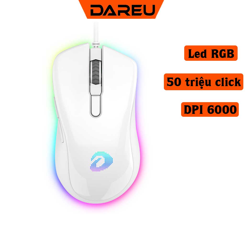 Chuột Có Dây DAREU EM908 Led RGB Siêu Nhạy DPI 6000 Chuyên Dùng Cho Văn Phòng, Chơi Game - Hàng Chính Hãng