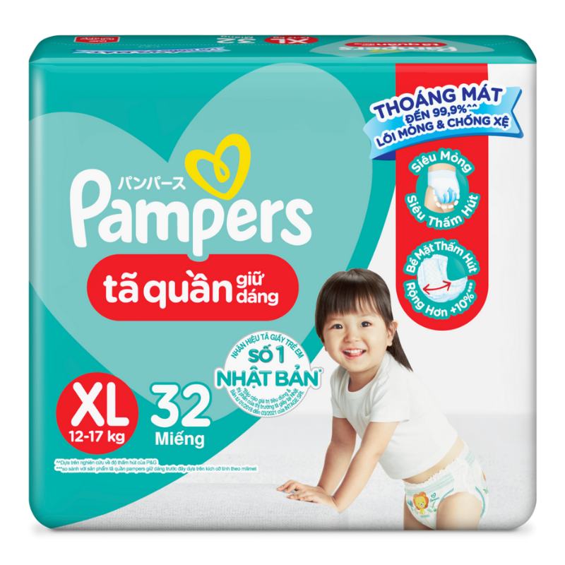 Tã quần Pampers size XL 32 miếng (cho bé 12 - 17kg)