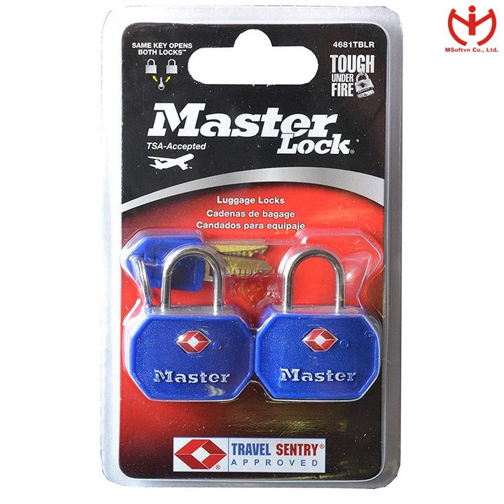 Bộ 2 ổ khóa vali TSA Master Lock 4681 TBLR dùng chung chìa - MSOFT