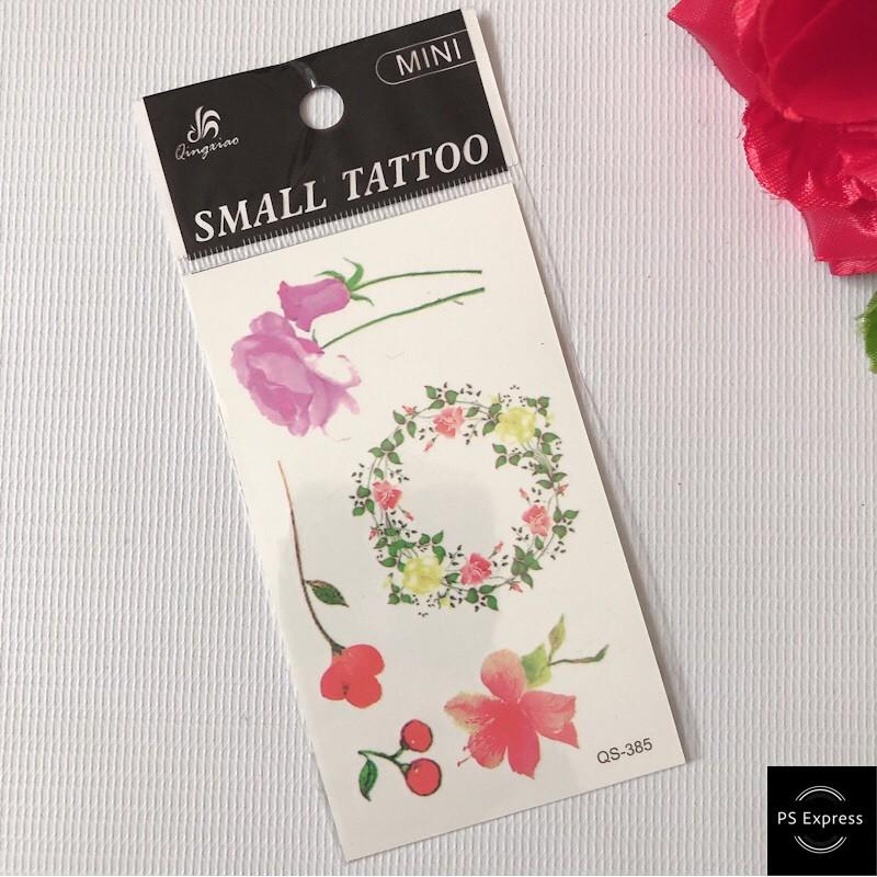 Hình xăm dán hoa hồng vòng tròn 10x6cm- mua 5 tặng 1