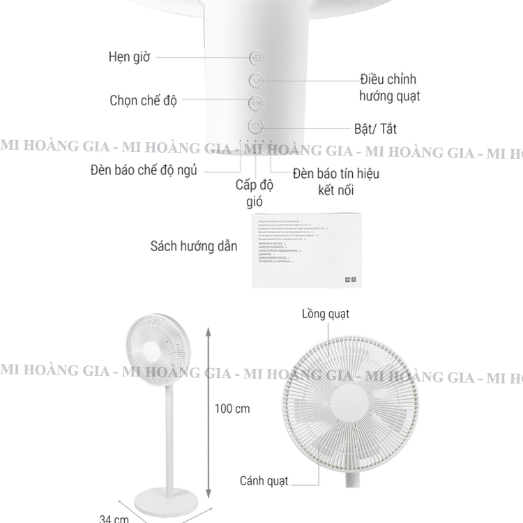 Quạt đứng Xiaomi Smart Fan 2 Lite - Hàng Chính Hãng