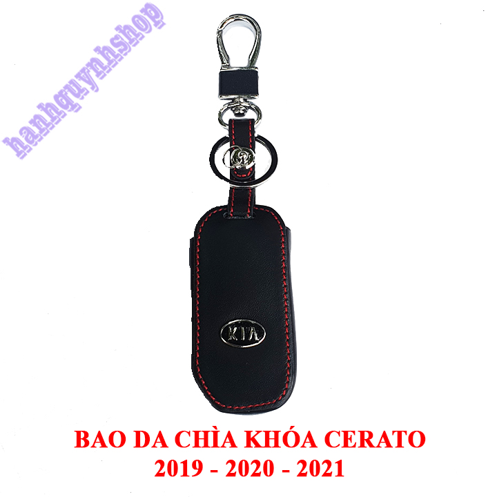 Bao da chìa khóa Creato 2019 2020 2021 màu đen chỉ đỏ tặng kèm móc