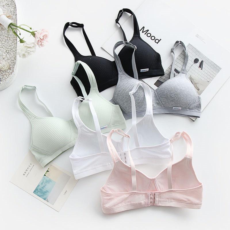 Áo lót nữ áo ngực nữ sinh không gọng mút mỏng chất cotton cài sau A10