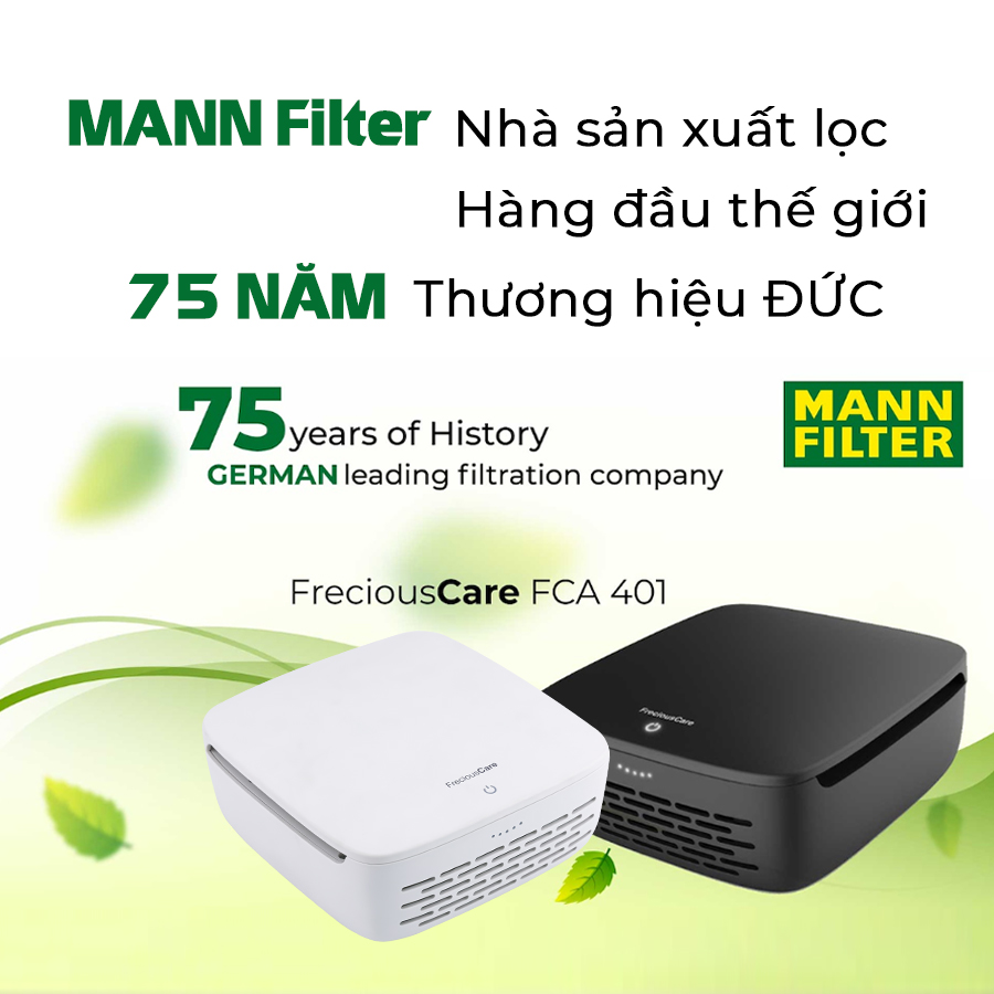 Máy Lọc Không Khí Trên Ô tô CIND MANN FCA 401 Màu Trắng Lọc Bụi Mịn Khử Vi Khuẩn Khử Mùi - Nhập Khẩu Chính Hãng