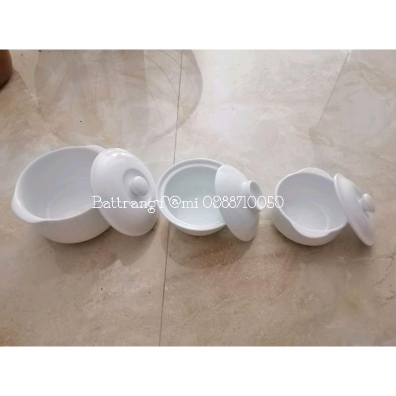 Thố chưng yến sứ trắng Bát Tràng