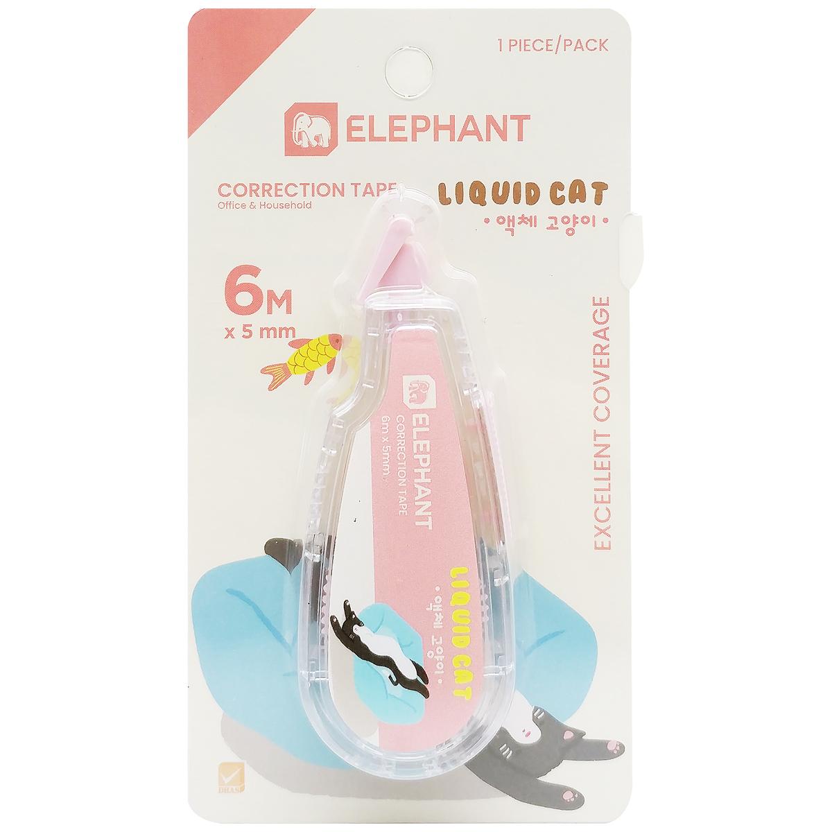 Xóa Kéo Liquid Cat - 6mm x 5m - Elephant (Mẫu Màu Giao Ngẫu Nhiên)