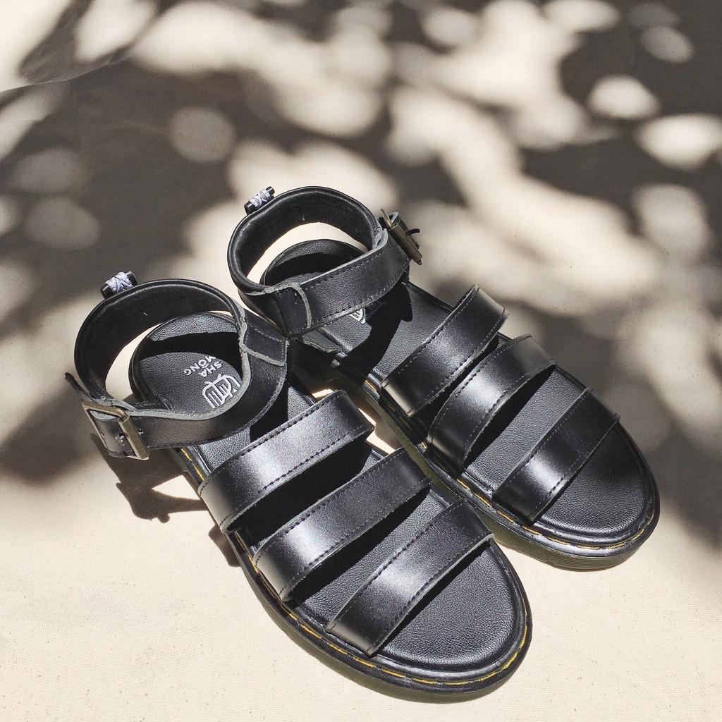 Dép sandal 3 quai da thật Shamong vintage made in Vietnam bảo hành 1 năm mã D02