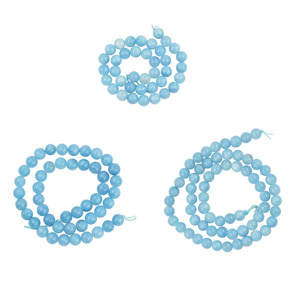 1 Strand of 15inch Natural Blue Jade Loose Gemstone Round Bead for Jewelry Making DIY Bracelets Necklaces Earring 6mm/8mm/10mm