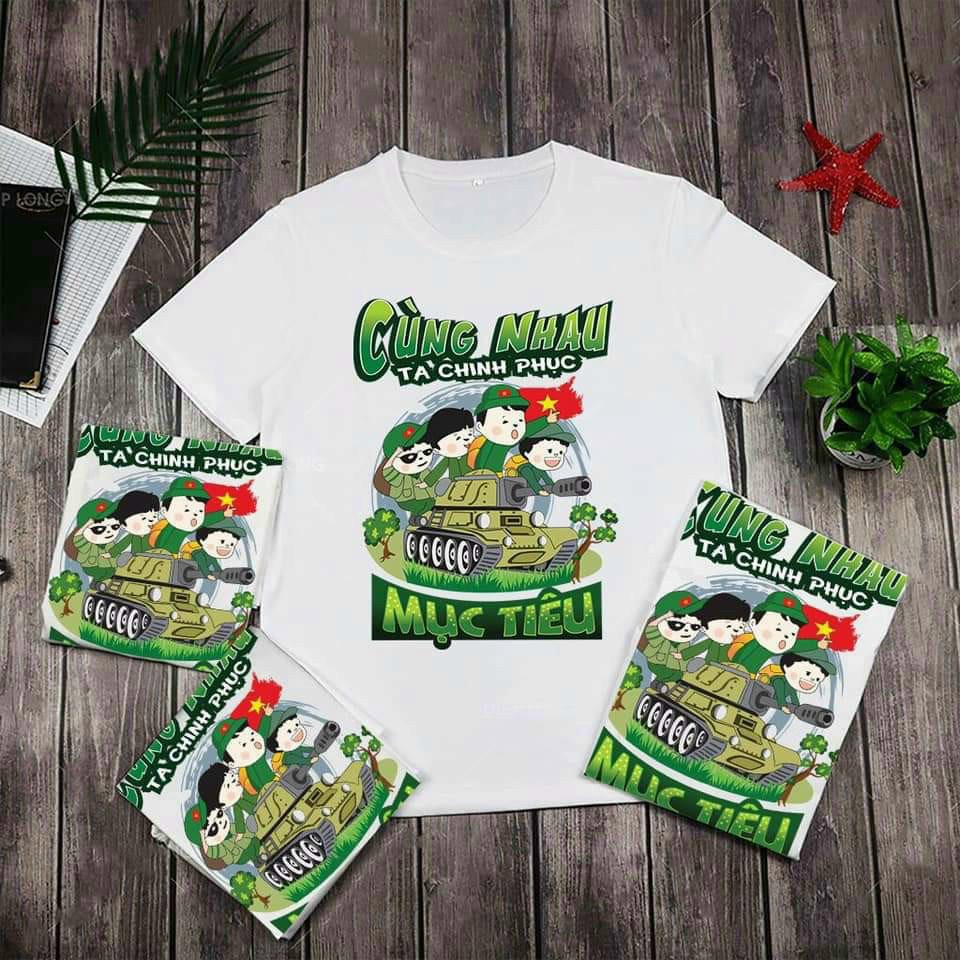 Áo thun in chữ Cùng nhau ta chinh phục mục tiêu
