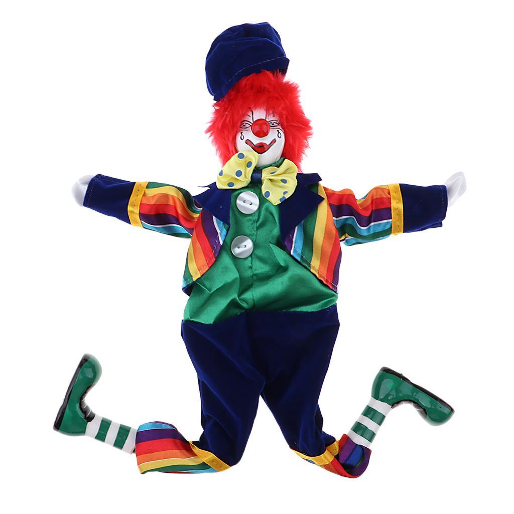 3 Set 15 inch Adorable Porcelain Hanging Foot Clown Doll Harlequin Doll Circus Props Festival Gift Home Office Ornaments