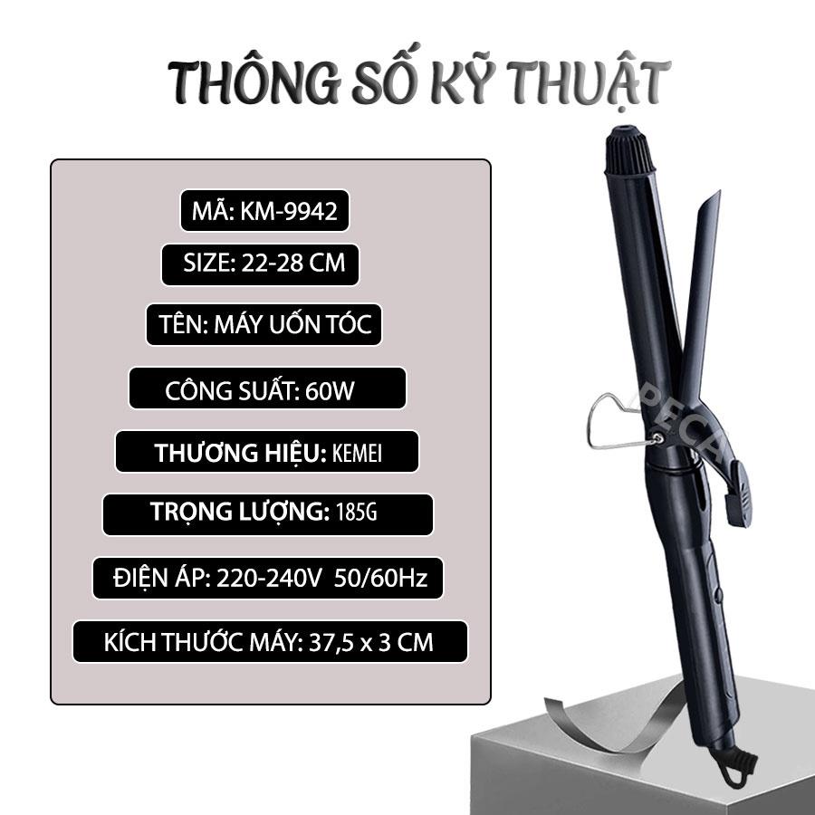 Máy uốn tóc Kemei KM-9942 nóng nhanh điều chỉnh 4 mức nhiệt độ dây điện xoay