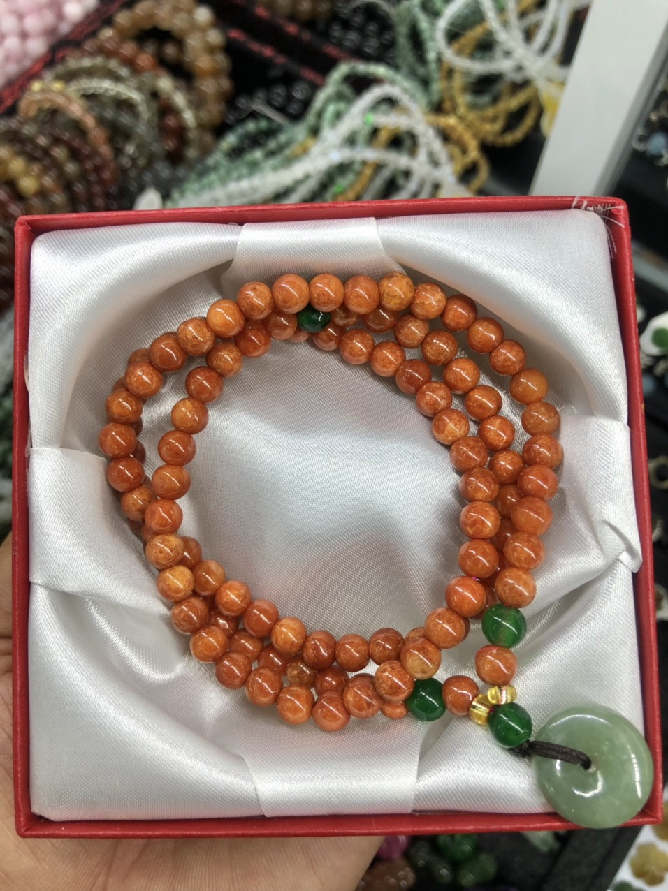 Vòng đeo tay, lắc tay phong thủy chuỗi hạt quấn 3 vòng mix phụ kiện đá ngọc huyết